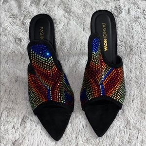 Fashion Nova Rainbow Slip On Heels Shoes